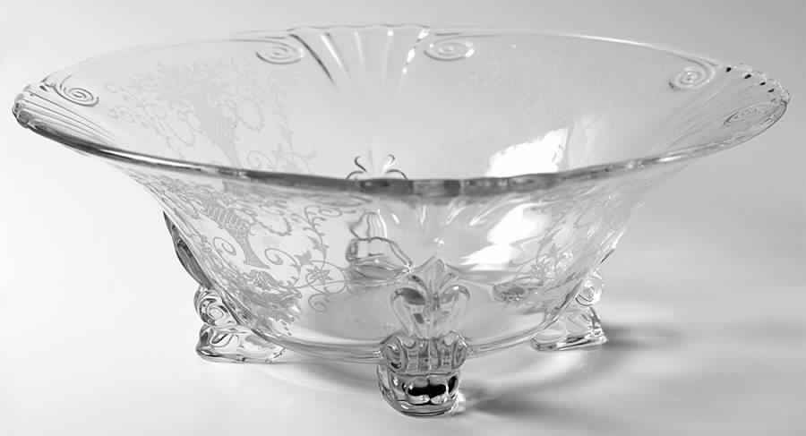 Florentine Clear (Stem 6005, Etch 311) 10" 4-Toed Footed Bowl by Fostoria-1