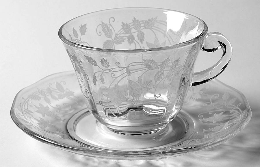 Fuchsia Clear Cup & Saucer Set by Fostoria-1