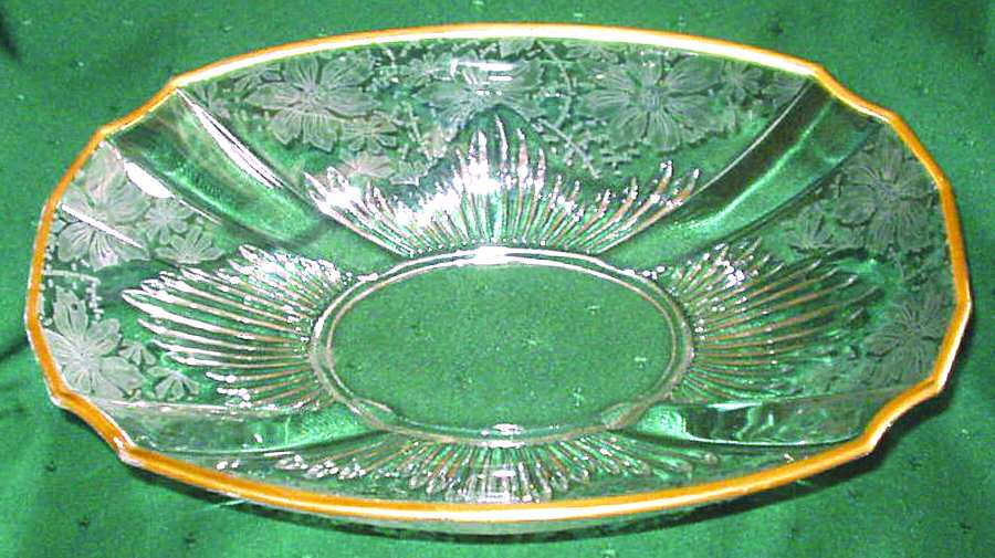Gold Lace Oval Flame Bowl by Fostoria-1