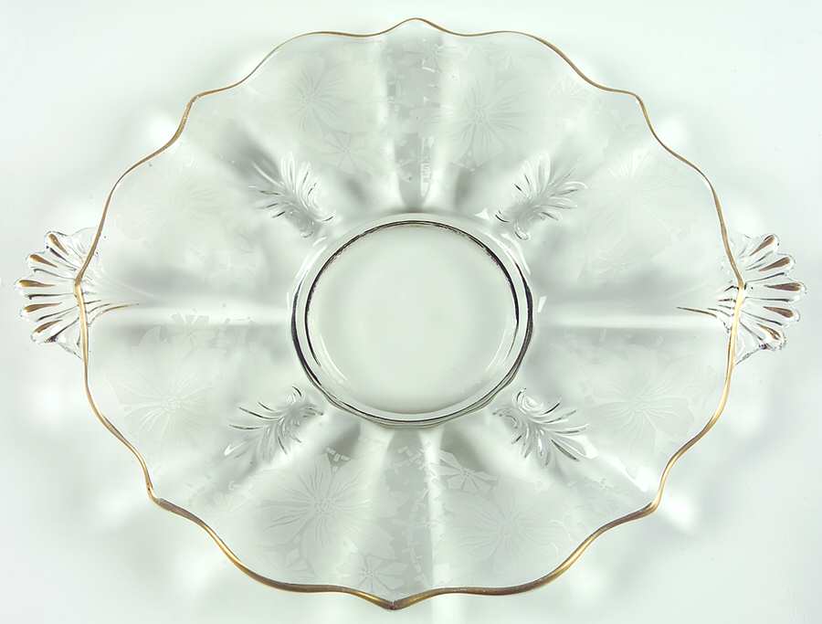 Gold Lace Handled Cake Plate (Baroque Shape) by Fostoria-1