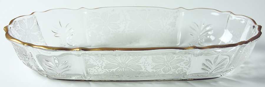 Gold Lace 11" Oval Celery (Baroque Shape) by Fostoria-1