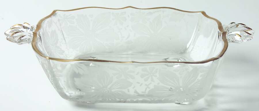 Gold Lace Square Handled Sweet Meet (Baroque Shape) by Fostoria-1
