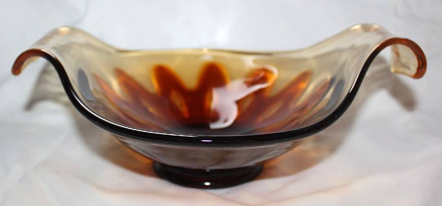 Hawaiian Amber Brown 9" Handled Bowl by Fostoria-1