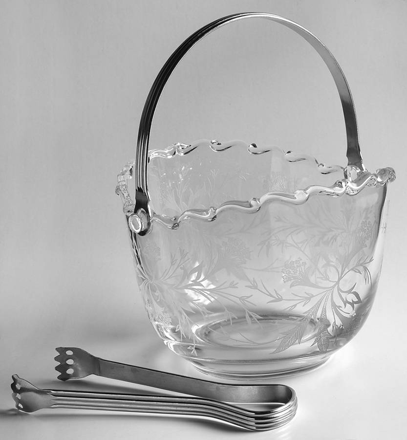 Heather Ice Bucket with Detachable Handle and Tongs by Fostoria-1