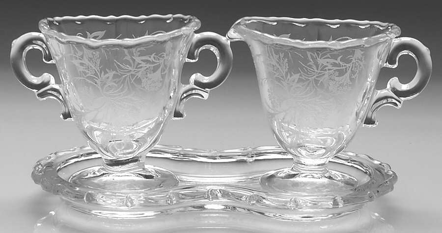 Heather Mini Creamer, Sugar and Tray Set by Fostoria-1