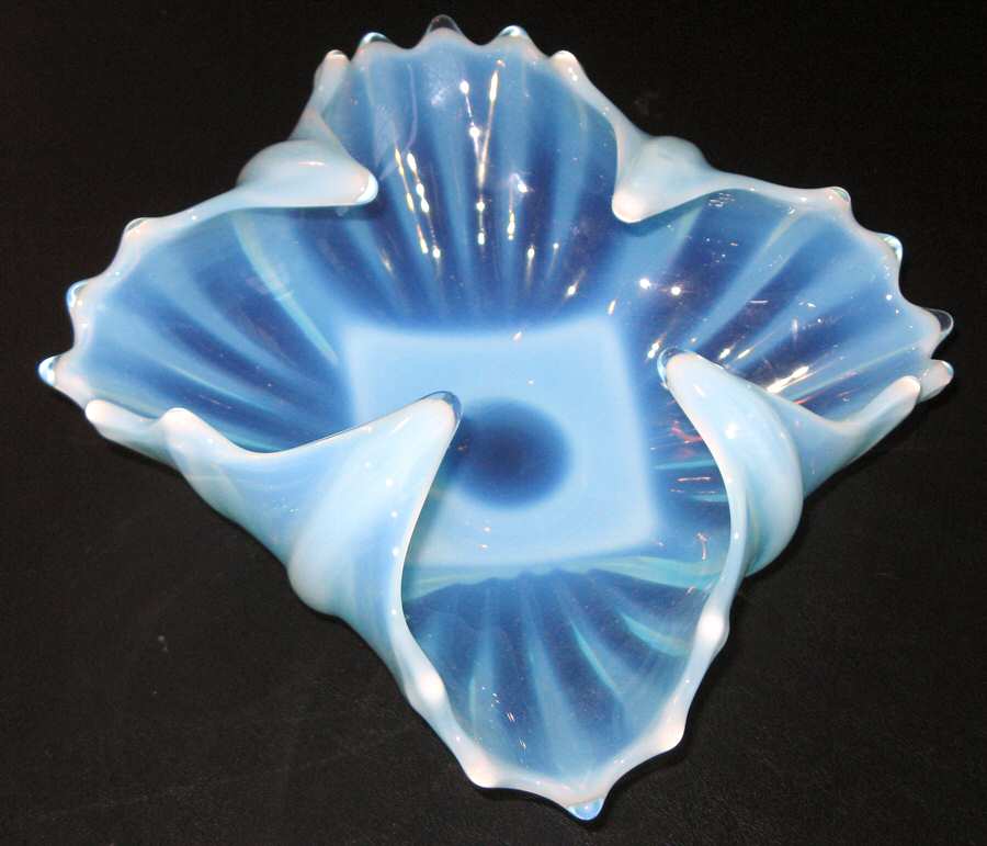 Heirloom Blue 5" Square Florette Bowl by Fostoria-1