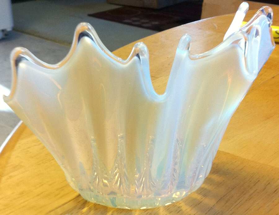 Heirloom White (Opal) 10" Round Crimped Bowl by Fostoria-1