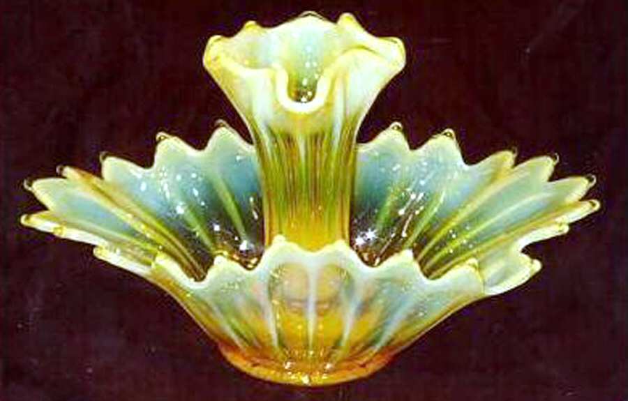 Heirloom Yellow Large Epergne, Oblong Bowl & 8" Vase by Fostoria-1