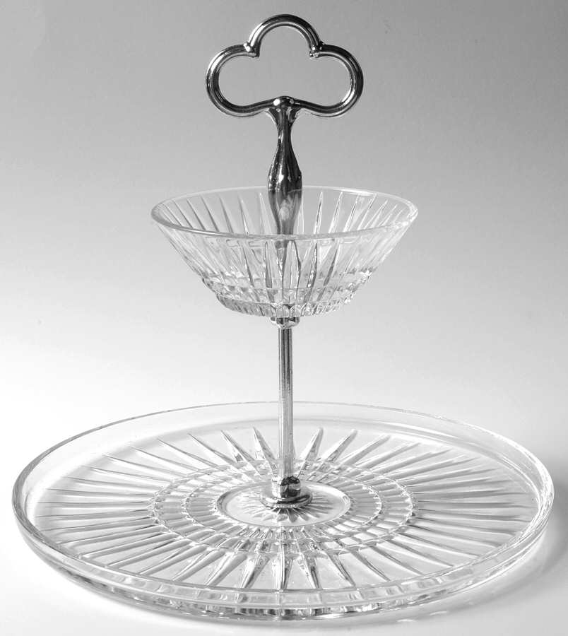 Heritage Clear 2 Tier Tray, Cake Plate & Fruit Bowl by Fostoria-1