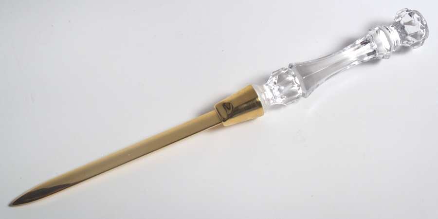 Heritage Clear Letter Opener W/Gold Electroplate Blade by Fostoria-1