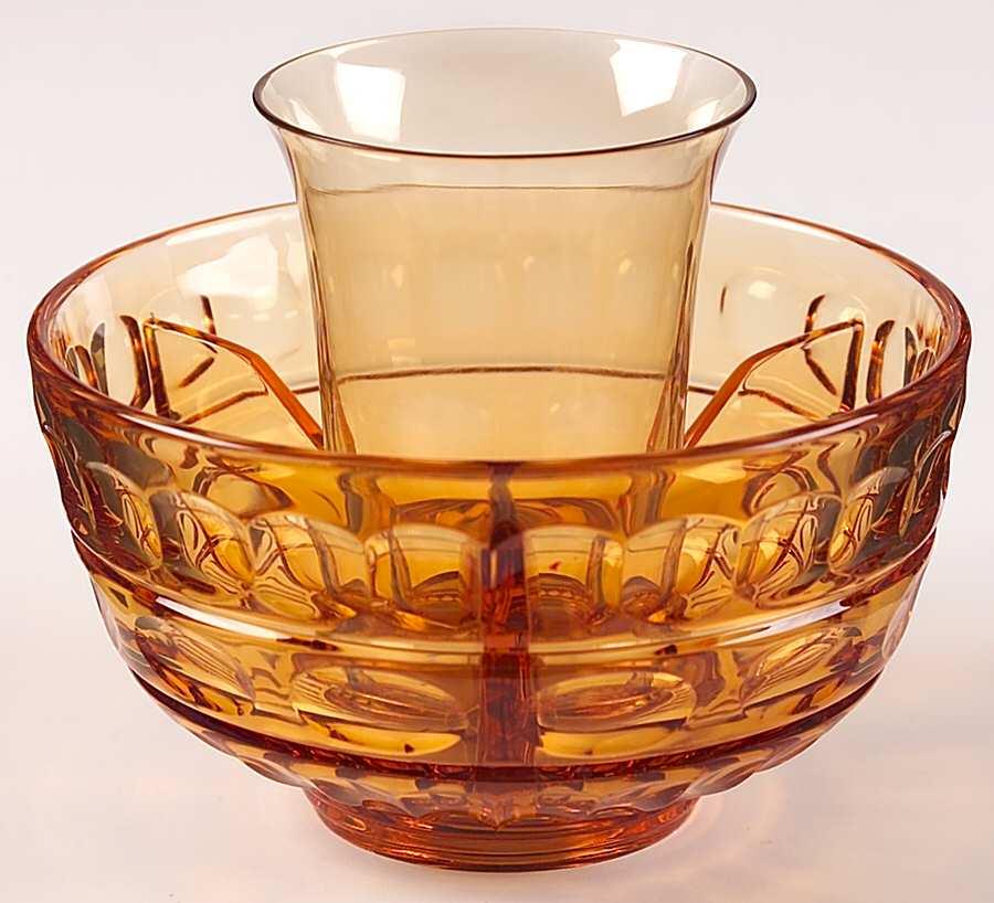 Hermitage Amber Ice Dish with Tomato Insert by Fostoria-1