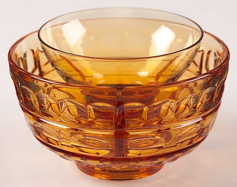Hermitage Amber Ice Dish with Fruit Cocktail by Fostoria-1