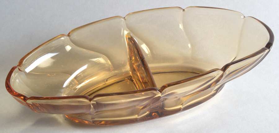 Jamestown Amber 9" Oval 2 Part Relish by Fostoria-1