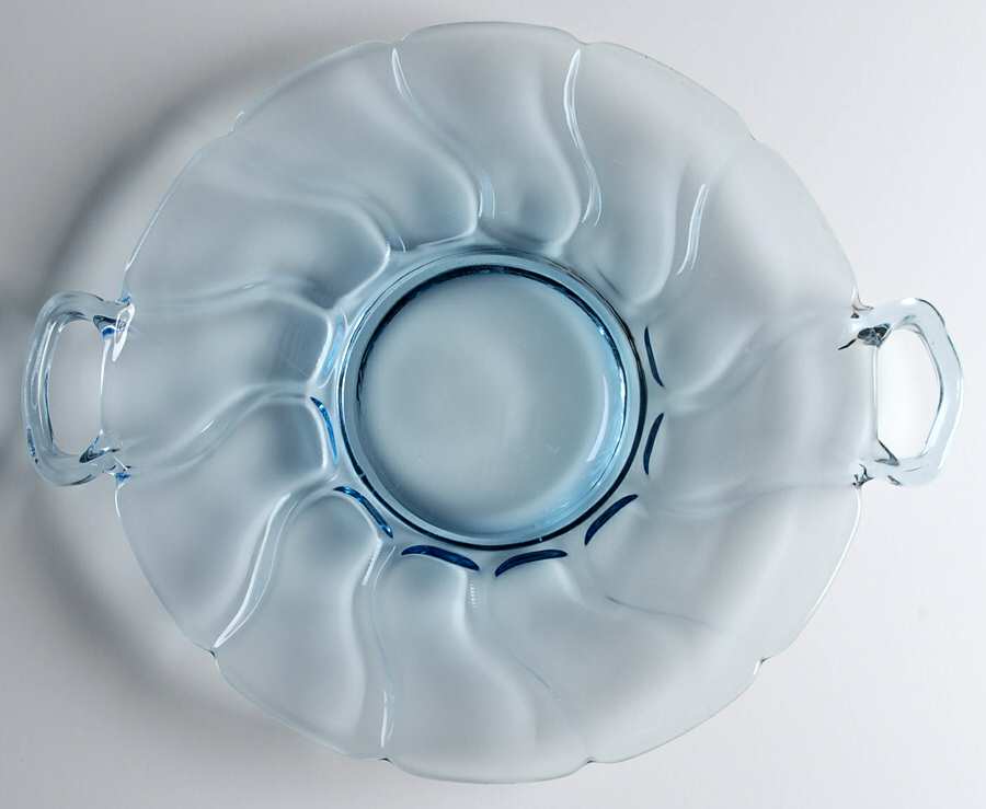 Jamestown Blue Handled Cake Plate by Fostoria-1