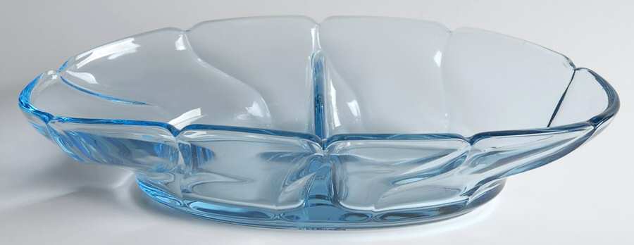 Jamestown Blue 9" Oval 2 Part Relish by Fostoria-1