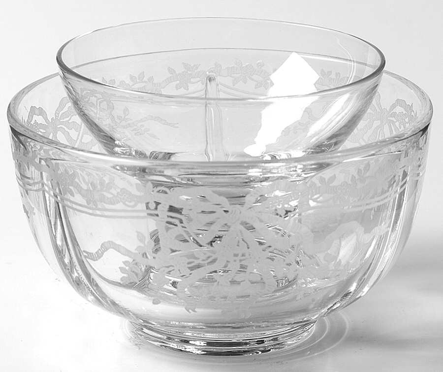 June Clear Ice Dish with Fruit Cocktail by Fostoria-1