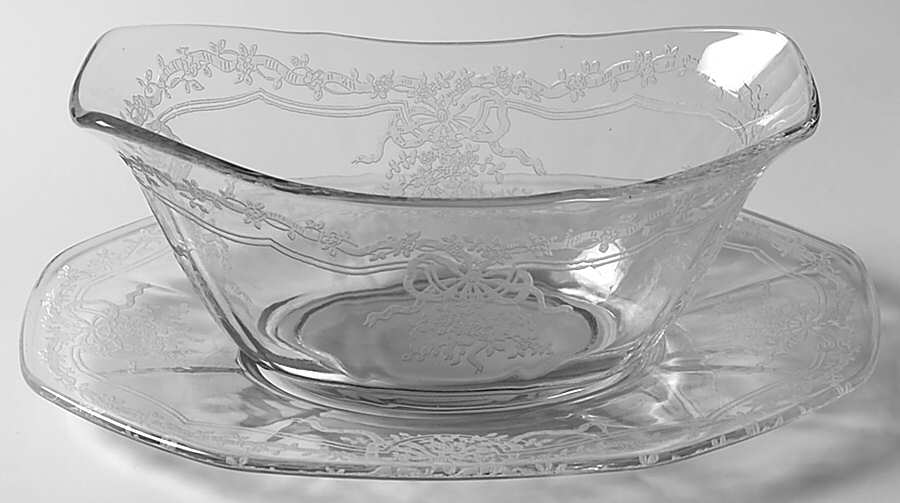 June Clear Sauce Boat with Underplate by Fostoria-1