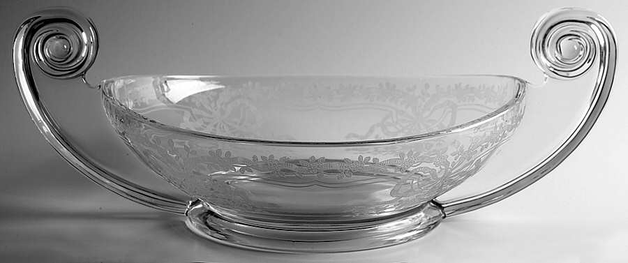 June Clear 14" Oval Handled Bowl by Fostoria-1
