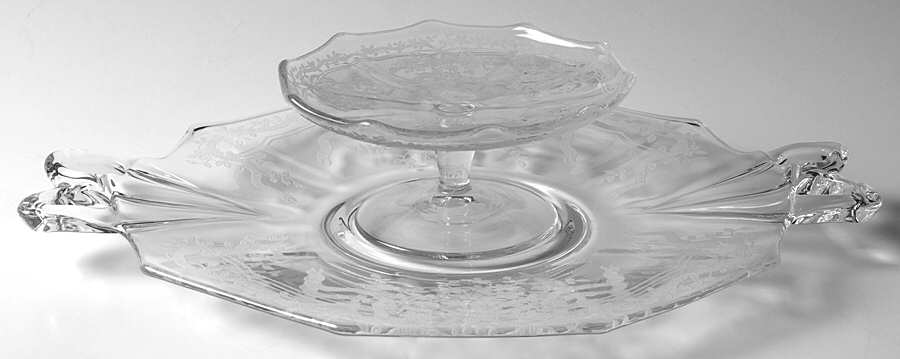 June Clear Handled Cheese & Cracker Set by Fostoria-1