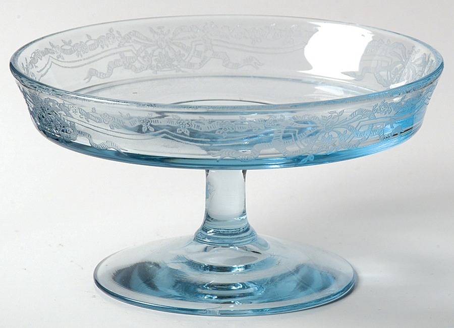 June Blue (Azure) Cheese Stand by Fostoria-1
