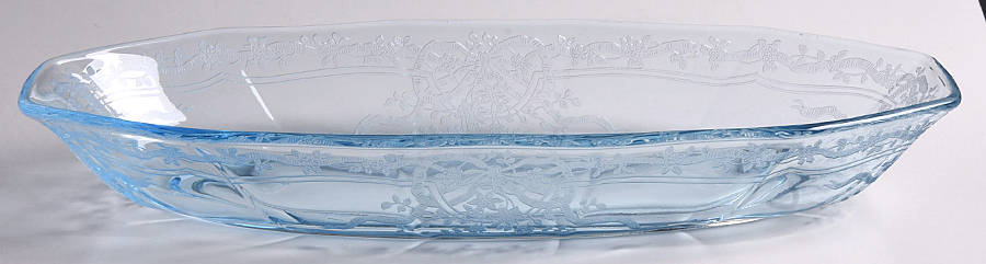 June Blue (Azure) 11" Oval Celery by Fostoria-1