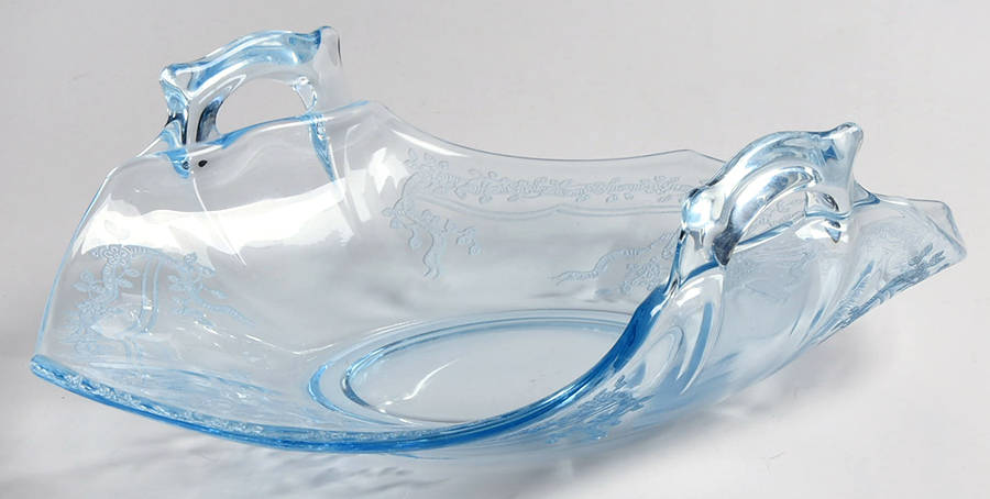 June Blue (Azure) Bon Bon with Square Handles by Fostoria-1