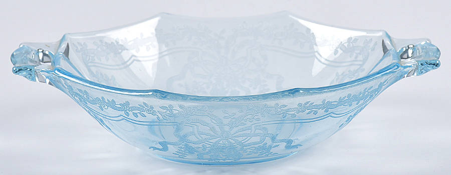 June Blue (Azure) Sweet Meat with Square Handles by Fostoria-1