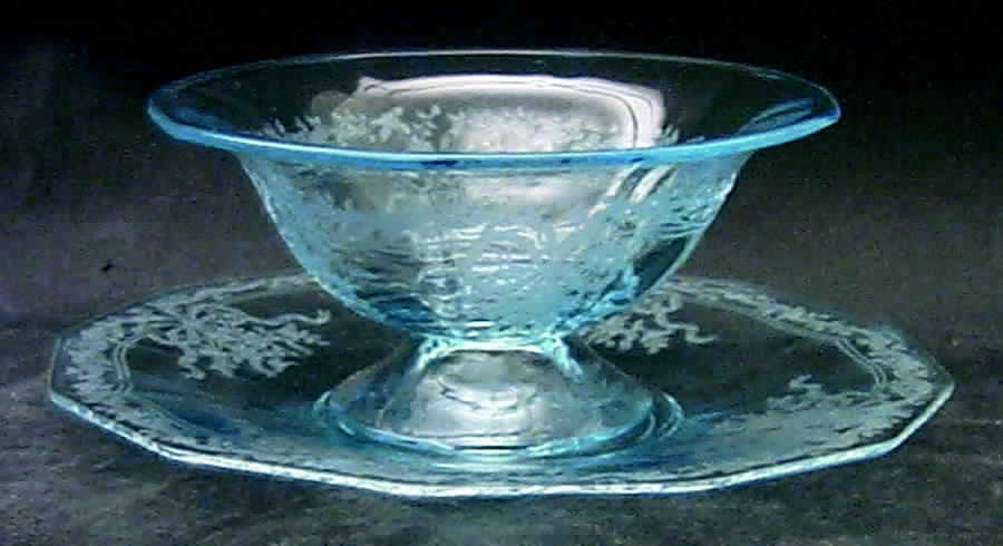 June Blue (Azure) Mayonnaise Bowl and Underplate by Fostoria-1