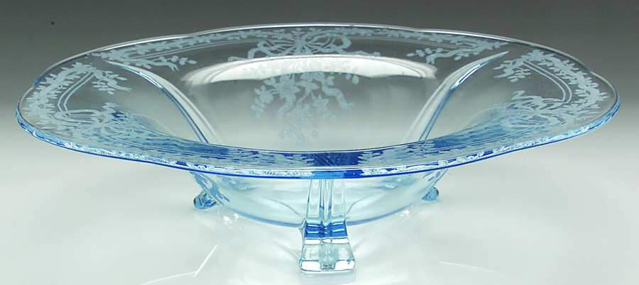 June Blue (Azure) 11" 3 Toed Centerpiece by Fostoria-1