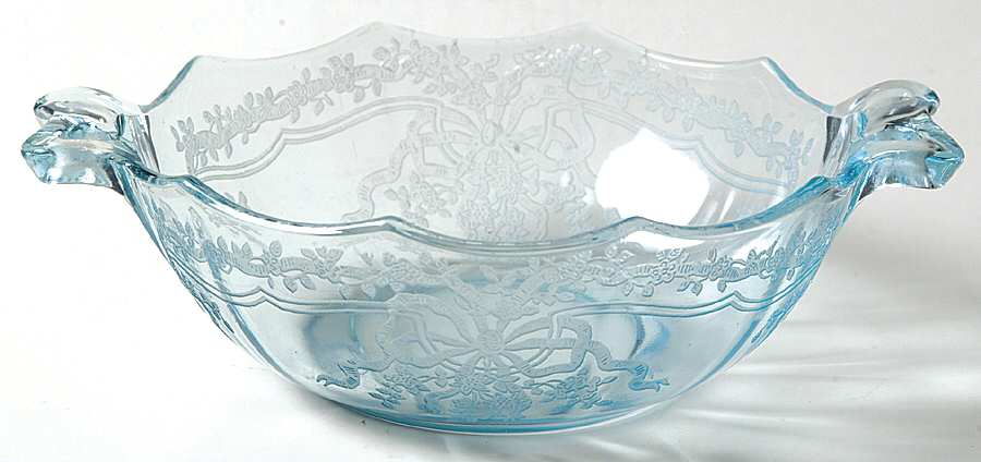 June Blue (Azure) Whipped Cream with Bow Handles by Fostoria-1