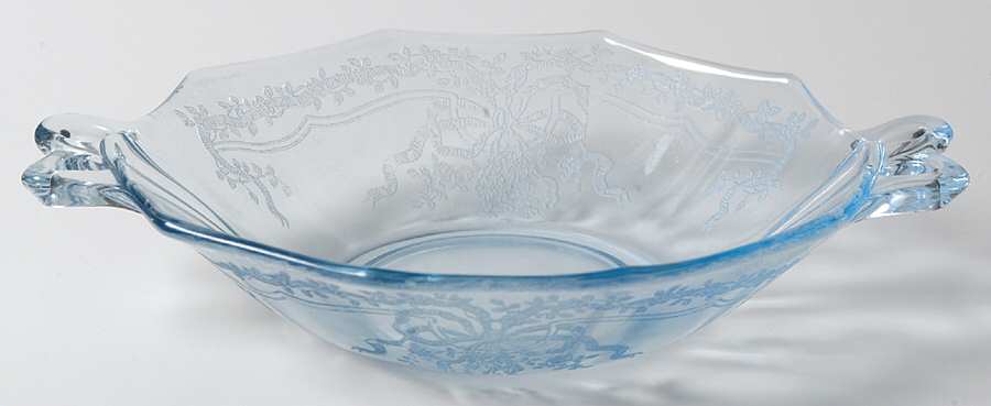 June Blue (Azure) Sweet Meat with Bow Handles by Fostoria-1