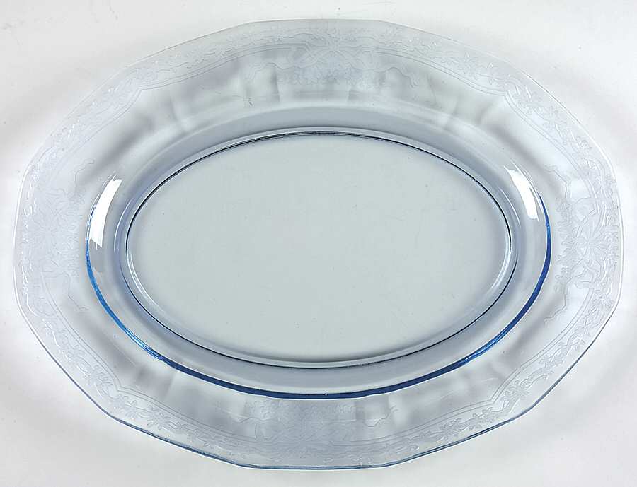 June Blue (Azure) 12" Oval Platter by Fostoria-1