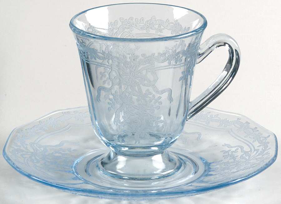 June Blue (Azure) Demitasse Cup & Saucer Set by Fostoria-1