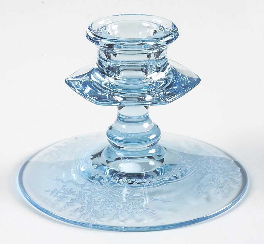 June Blue (Azure) 3" Single Light Candlestick by Fostoria-1
