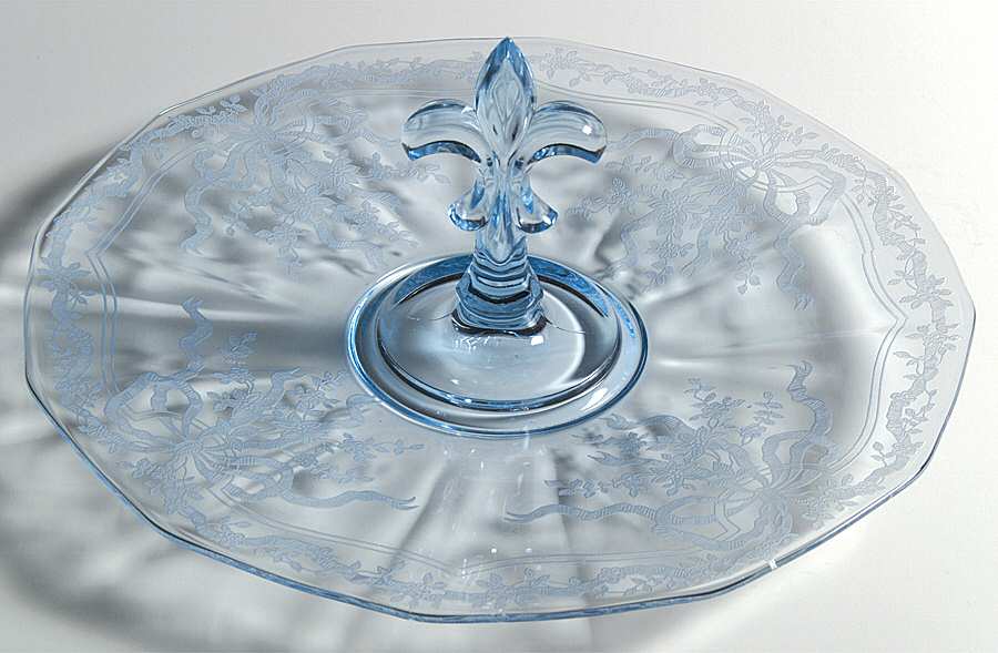 June Blue (Azure) Center Handle Tray by Fostoria-1