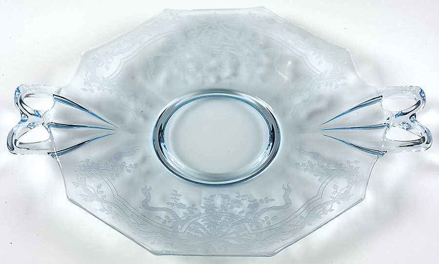 June Blue (Azure) Cheese & Cracker Plate by Fostoria-1