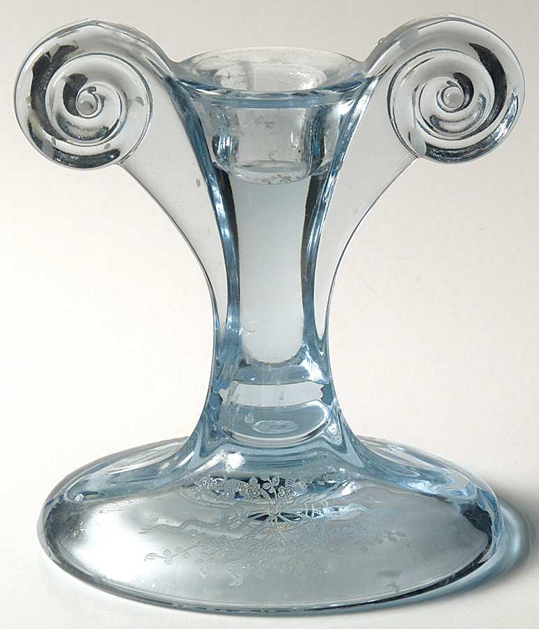 June Blue (Azure) Tall Single Light Candlestick by Fostoria-1