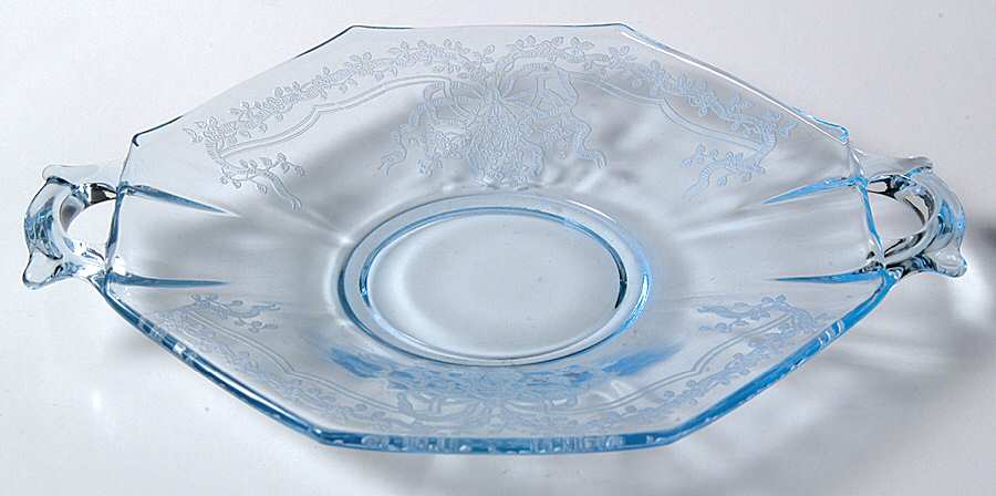 June Blue (Azure) Lemon Plate with Square Handle by Fostoria-1