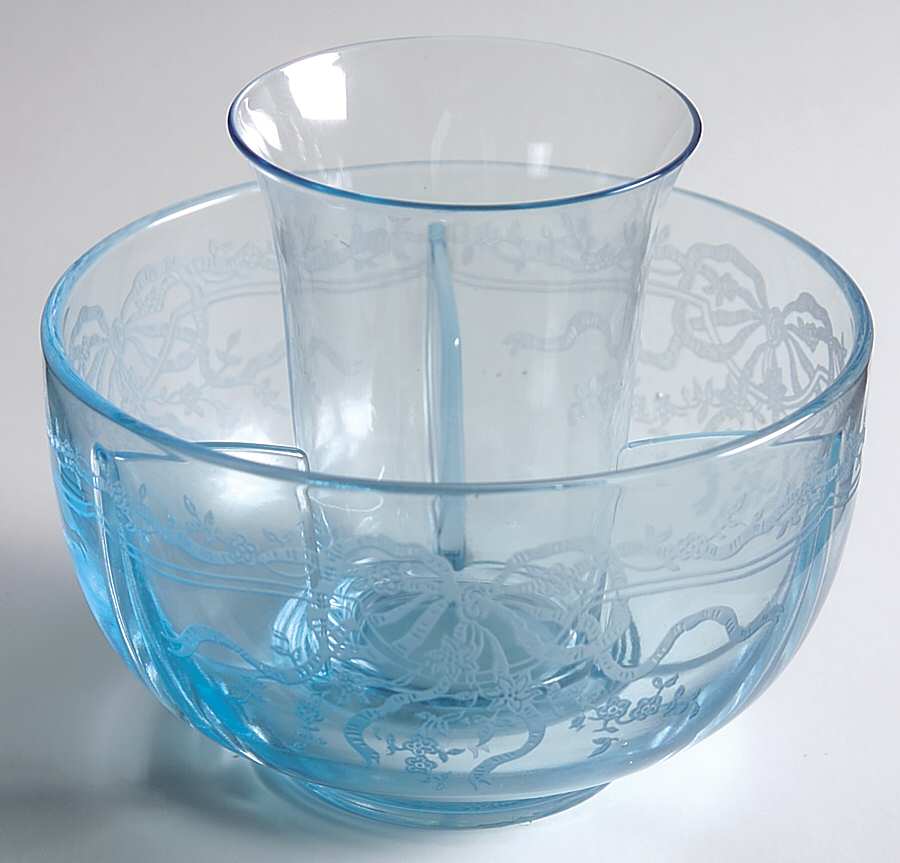 June Blue (Azure) Ice Dish with Tomato Insert by Fostoria-1