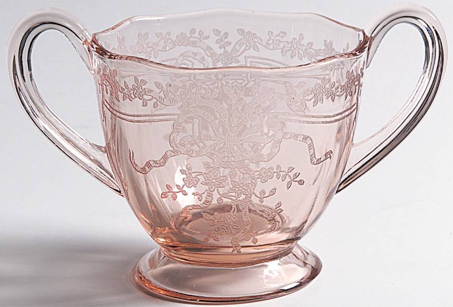 June Pink Footed Open Sugar by Fostoria-1