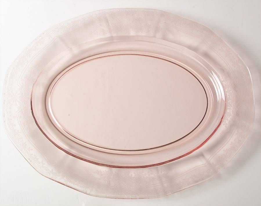 June Pink 15" Oval Platter by Fostoria-1