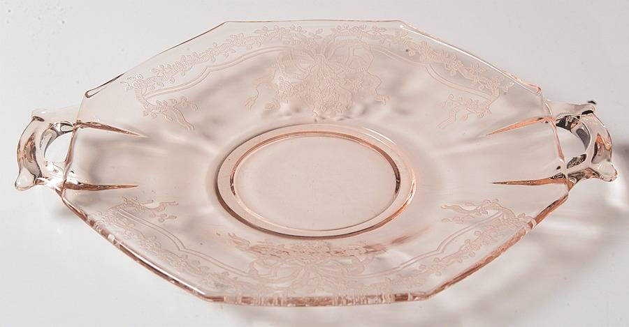June Pink Lemon Plate with Square Handle by Fostoria-1