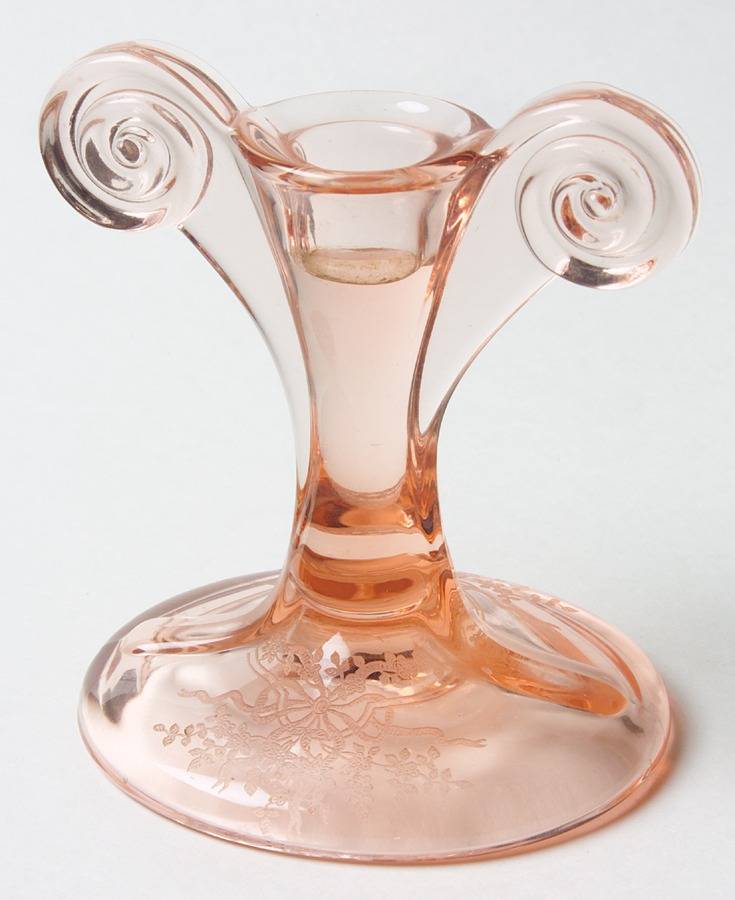 June Pink Tall Single Light Candlestick by Fostoria-1