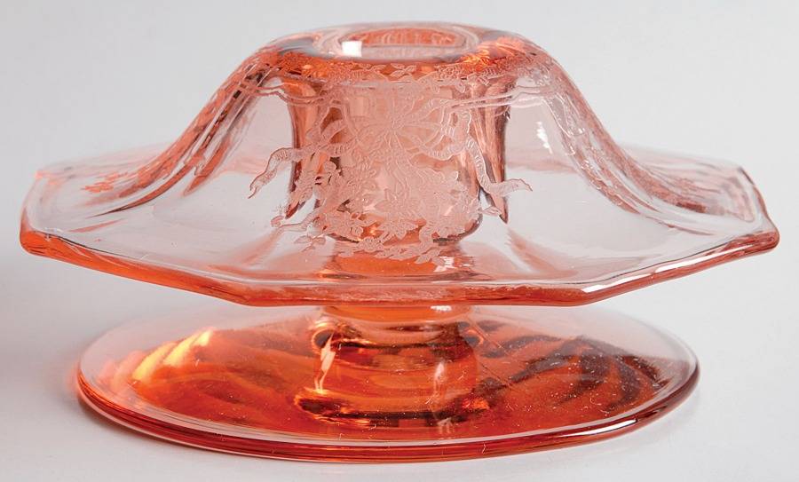 June Pink Mushroom Candlestick by Fostoria-1
