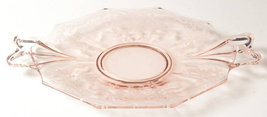 June Pink Handled Cake Plate by Fostoria-1