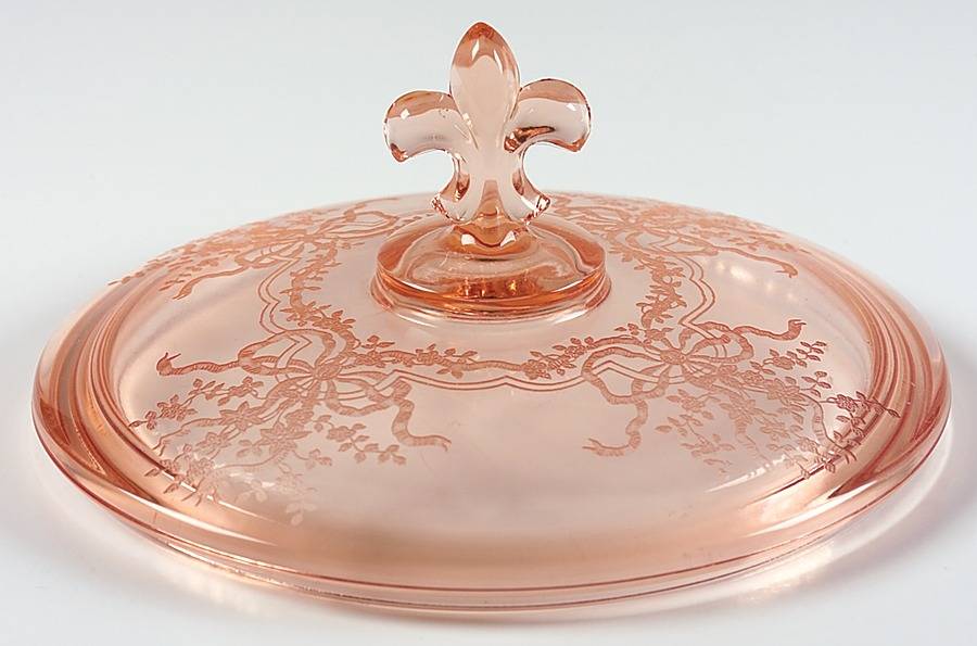 June Pink 3-Part Candy Dish, Lid Only by Fostoria-1