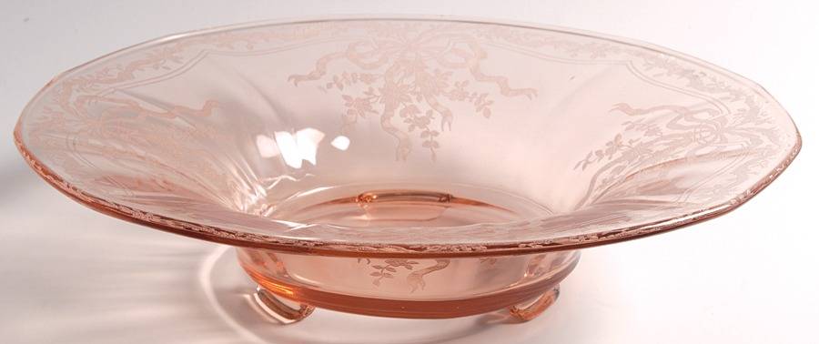 June Pink 12" 3-Toed Footed Bowl by Fostoria-1