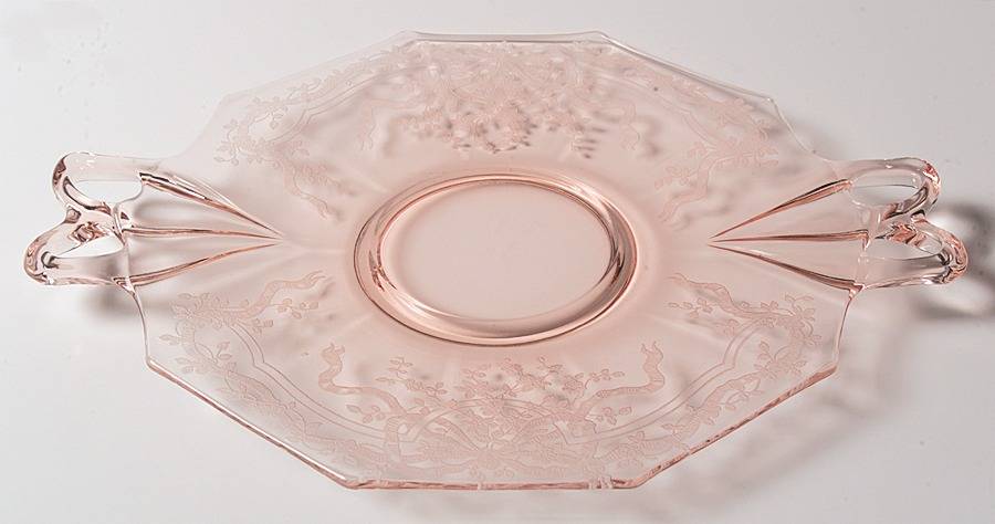 June Pink Handled Cheese & Cracker Plate by Fostoria-1