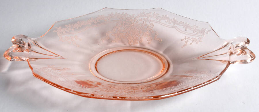 June Pink Lemon Plate with Bow Handle by Fostoria-1