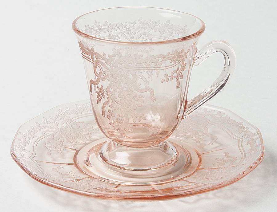 June Pink Demitasse Cup & Saucer Set by Fostoria-1